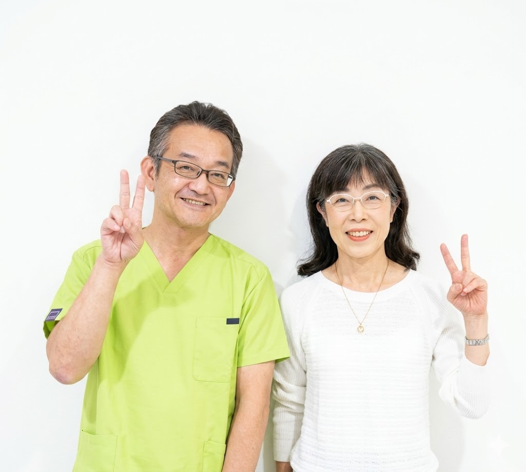 施術後のお客様との写真